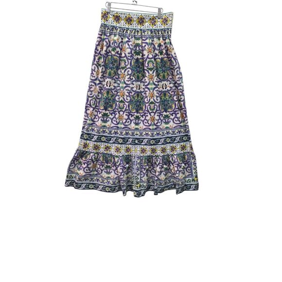 Antonio Melani Tegan Blue Yellow Mosaic Promenade Maxi Skirt Size 8 - Picture 1 of 7